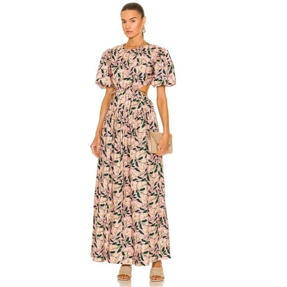 Agua by Agua Bendita Samba Dos Gardenias Cotton Midi Dress - Picture 1 of 14